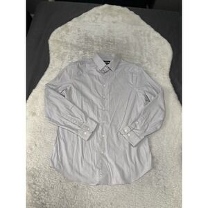 Express Shirt Mens Medium Gray Slim 1MX Button Down Long Sleeve Classic Modern